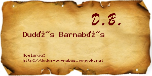 Dudás Barnabás névjegykártya
